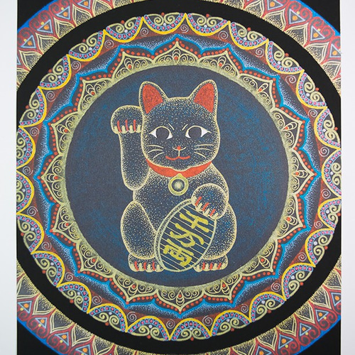 曼荼羅アートプリント「招き猫」[A5] 絵画 染谷仁 通販 7085586