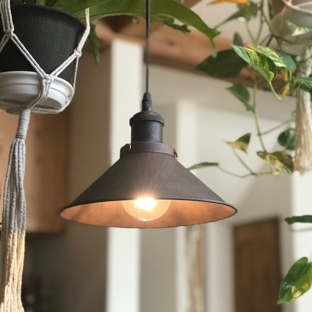 【古塗装／コッパーベース】ノスタルジックなペンダントライト　シェード付