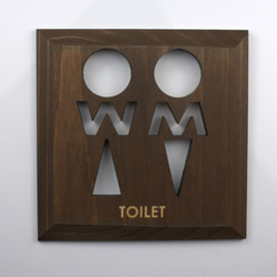 【国内送料無料】トイレ　プレート　ブラウン　TOILET(P-B) 2枚目の画像