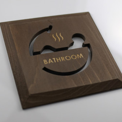 【国内送料無料】バスルーム　プレート　ブラウン　BATHROOM(P-B) 1枚目の画像