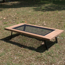 折りたたみメッシュ x ウッド ローテーブル アウトドア キャンプ ロー