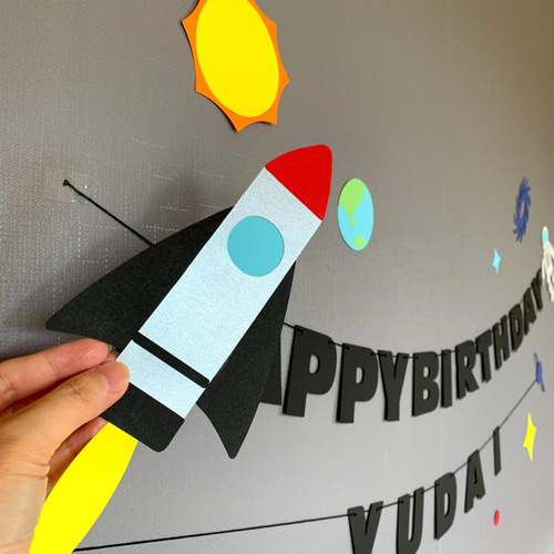 宇宙お誕生日ガーランドセット（文字変更可） 雑貨・その他 party