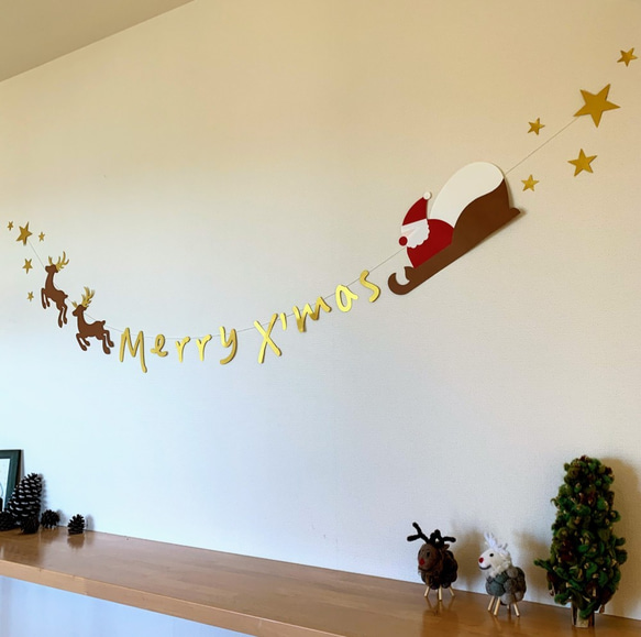 サンタとトナカイのクリスマスガーランド ガーランド party-crafts