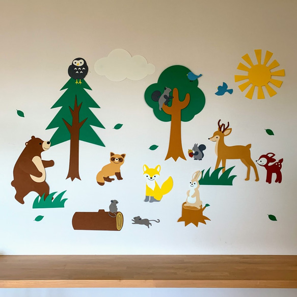 【壁面装飾】日本の森のどうぶつセット 2枚目の画像