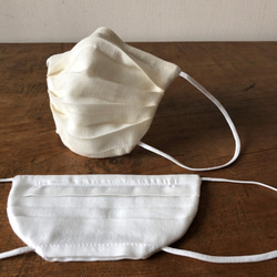 さらり夏マスク‼︎日本製　綿麻(ミルキーホワイト)×ハイブリッド触媒ダブルガーゼ(白)こだわりの美小顔布マスク 2枚目の画像