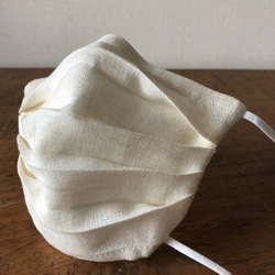 さらり夏マスク‼︎日本製　綿麻(ミルキーホワイト)×ハイブリッド触媒ダブルガーゼ(白)こだわりの美小顔布マスク 6枚目の画像