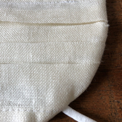 さらり夏マスク‼︎日本製　綿麻(ミルキーホワイト)×ハイブリッド触媒ダブルガーゼ(白)こだわりの美小顔布マスク 7枚目の画像