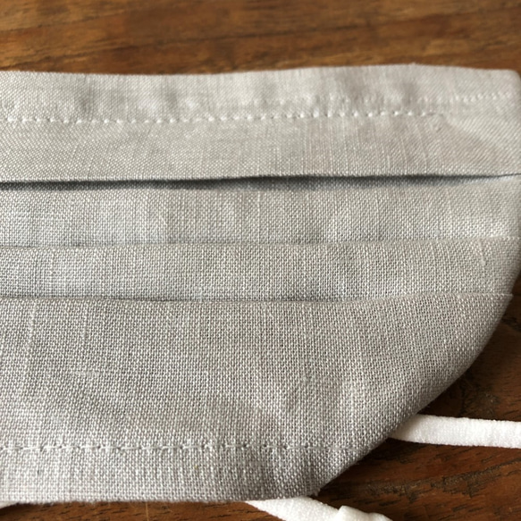 さらり夏マスク‼日本製綿麻(ライトグレー)×ハイブリッド触媒ダブルガーゼ(白) 3枚目の画像