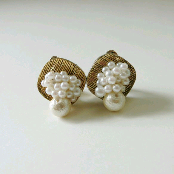 gold pearl earring 3枚目の画像