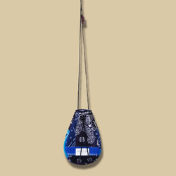 バンダナランダムパッチワーク 巾着バッグ -ネイビー/ブルー 3枚目の画像