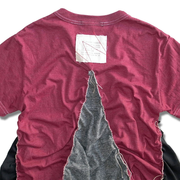 リメイク　フレアチュニックTシャツ -バーガンディ 4枚目の画像