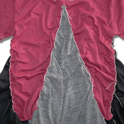 リメイク　フレアチュニックTシャツ -バーガンディ 5枚目の画像