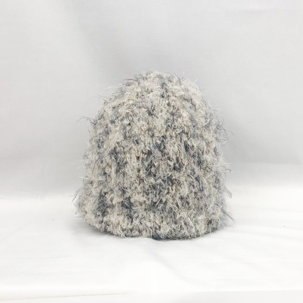 ニットキャップ《Fur Loop／ファーループ》［Gray／グレー］手編み 冬小物