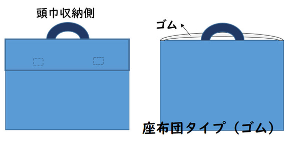 ちょうちょ柄の防災頭巾カバー背もたれタイプ(ブルーグリーン系) 5枚目の画像