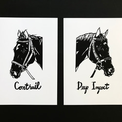 ディープインパクト&コントレイル　切り絵ポスターセット　（原画） 2枚目の画像