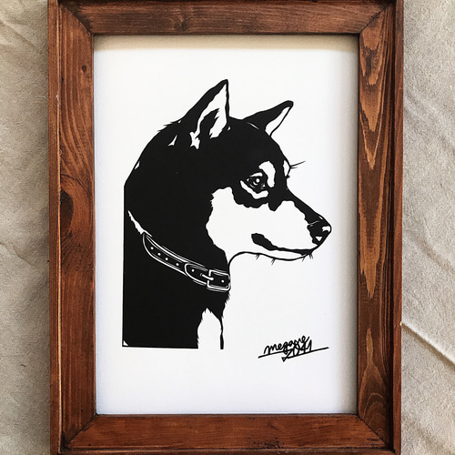 待ち続ける犬 切り絵ポスター（原画） 切り絵 megane041 通販 10786836