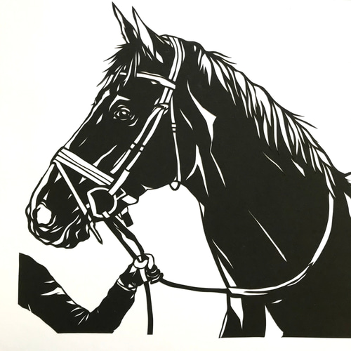 共に歩く馬 切り絵ポスター（原画） 切り絵 megane041 通販 11032761