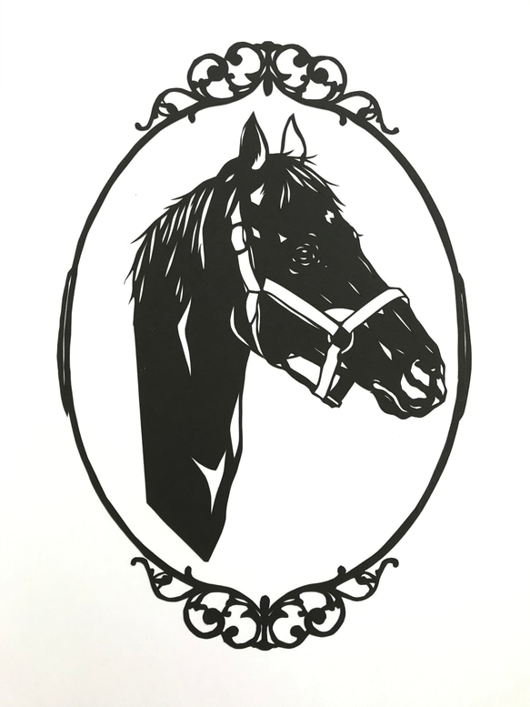 馬の肖像画　　切り絵ポスター（原画） 3枚目の画像