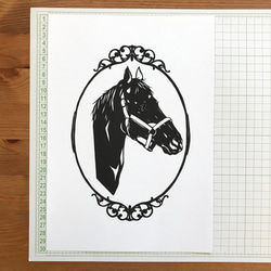 馬の肖像画　　切り絵ポスター（原画） 4枚目の画像