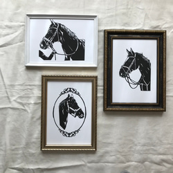 馬の肖像画　　切り絵ポスター（原画） 5枚目の画像