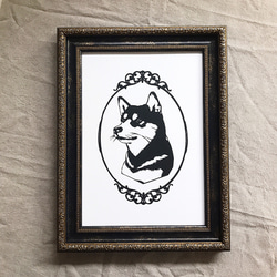 黒柴犬の肖像画　　切り絵ポスター（原画） 2枚目の画像