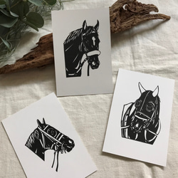 いろいろ競走馬カード　　切り絵ポストカードセット（原画） 2枚目の画像