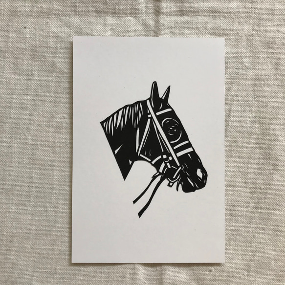 いろいろ競走馬カード　　切り絵ポストカードセット（原画） 3枚目の画像