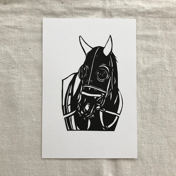 いろいろ競走馬カード　　切り絵ポストカードセット（原画） 5枚目の画像