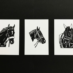 いろいろ競走馬カード　　切り絵ポストカードセット（原画） 6枚目の画像