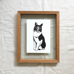 おすわり猫　　　切り絵ポスター（原画） 1枚目の画像