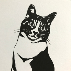 おすわり猫　　　切り絵ポスター（原画） 3枚目の画像
