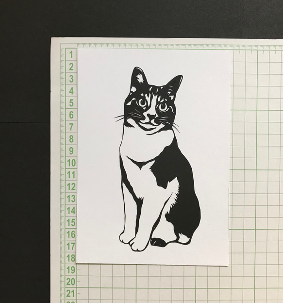 おすわり猫　　　切り絵ポスター（原画） 4枚目の画像