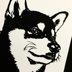 黒柴犬の顔　　切り絵ポスター（原画） 4枚目の画像