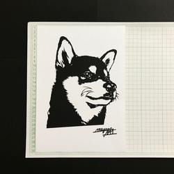 黒柴犬の顔　　切り絵ポスター（原画） 5枚目の画像