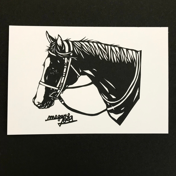 横顔が美しい馬　ポストカード3枚セット（原画） 5枚目の画像