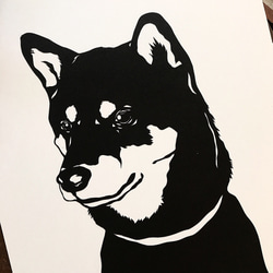 おすましな顔な黒柴犬　切り絵ポスター（原画） 4枚目の画像