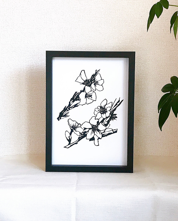 春の到来・桃の花 切り絵ポスター（原画） 切り絵 megane041 通販