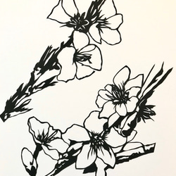 春の到来・桃の花　切り絵ポスター（原画） 3枚目の画像