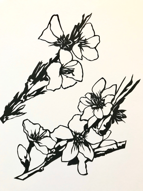 春の到来・桃の花　切り絵ポスター（原画） 3枚目の画像