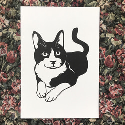 の〜んびりな猫　切り絵ポスター（原画） 2枚目の画像