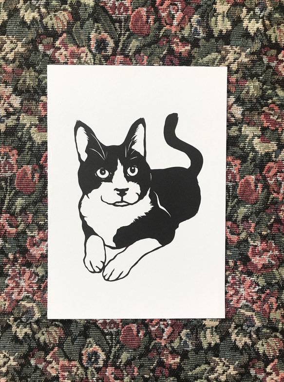 の〜んびりな猫　切り絵ポスター（原画） 2枚目の画像