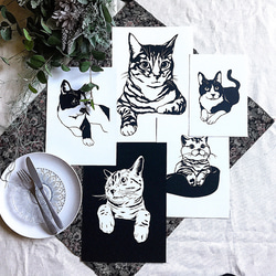 の〜んびりな猫　切り絵ポスター（原画） 4枚目の画像