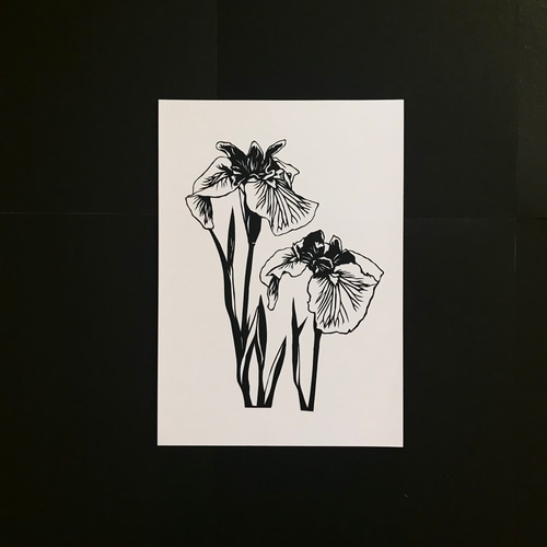 端午の節句 兜と花菖蒲 ミニ額縁作品 （原画） 切り絵 megane041