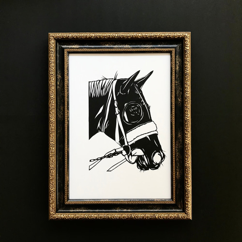 アーモンドアイ 切り絵ポスター（原画） 切り絵 megane041 通販