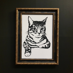 ◇再販◇  気高くおすましな猫　切り絵ポスター（原画） 1枚目の画像