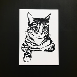 ◇再販◇  気高くおすましな猫　切り絵ポスター（原画） 2枚目の画像