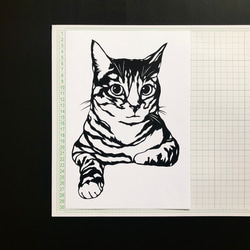 ◇再販◇  気高くおすましな猫　切り絵ポスター（原画） 4枚目の画像