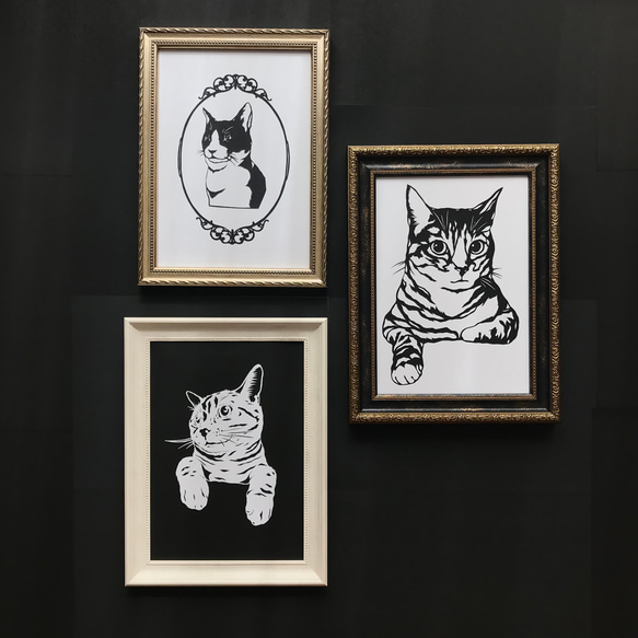 ◇再販◇  気高くおすましな猫　切り絵ポスター（原画） 5枚目の画像