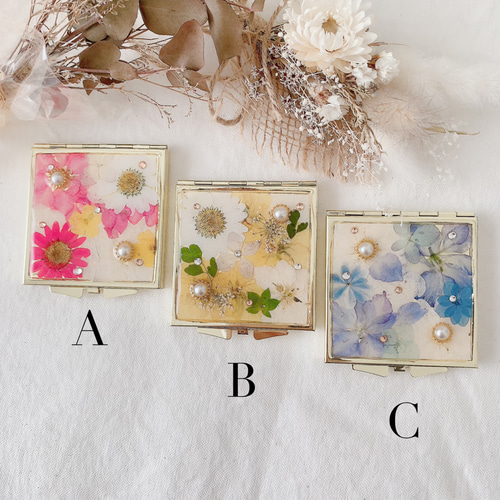 母の日など♡プレゼントに大人気♡押し花コンパクトミラー 鏡 その他