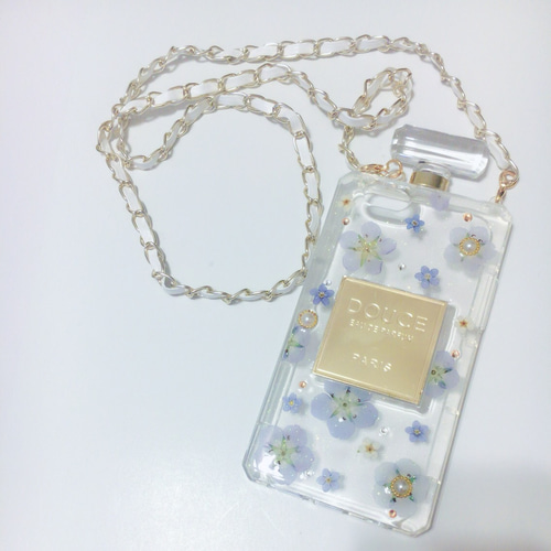 押し花＊ネモフィラの香水ボトルケース iPhone6.6s対応 iPhoneケース 